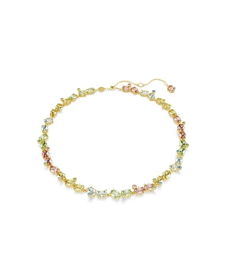 Swarovski Gema Gold-Tone Plated Mixed Cuts, Multicolored Tennis Necklace