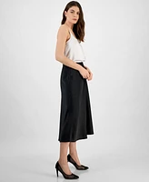 Bar Iii Women's Satin Pull-On Midi Skirt, Exclusively at Macy's