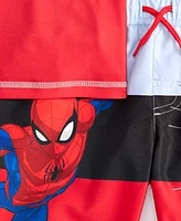 Spider-Man Little Boys Rash Guard & Swim Trunks Swimsuit, 2 Piece Set