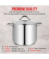 Bakken-Swiss Deluxe 14-Quart Stainless Steel Stockpot w/Tempered Glass See-Through Lid - Simmering Delicious Soups Stews & Induction Cooking