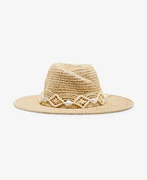 Steve Madden Embellished Braided Rope Panama Hat