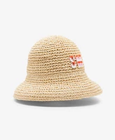Steve Madden Straw Logo Floppy Bucket Hat