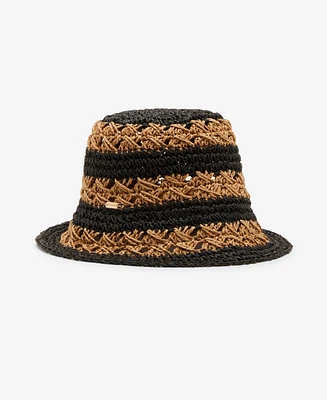 Steve Madden H-Carly Striped Crochet Straw Bucket Hat