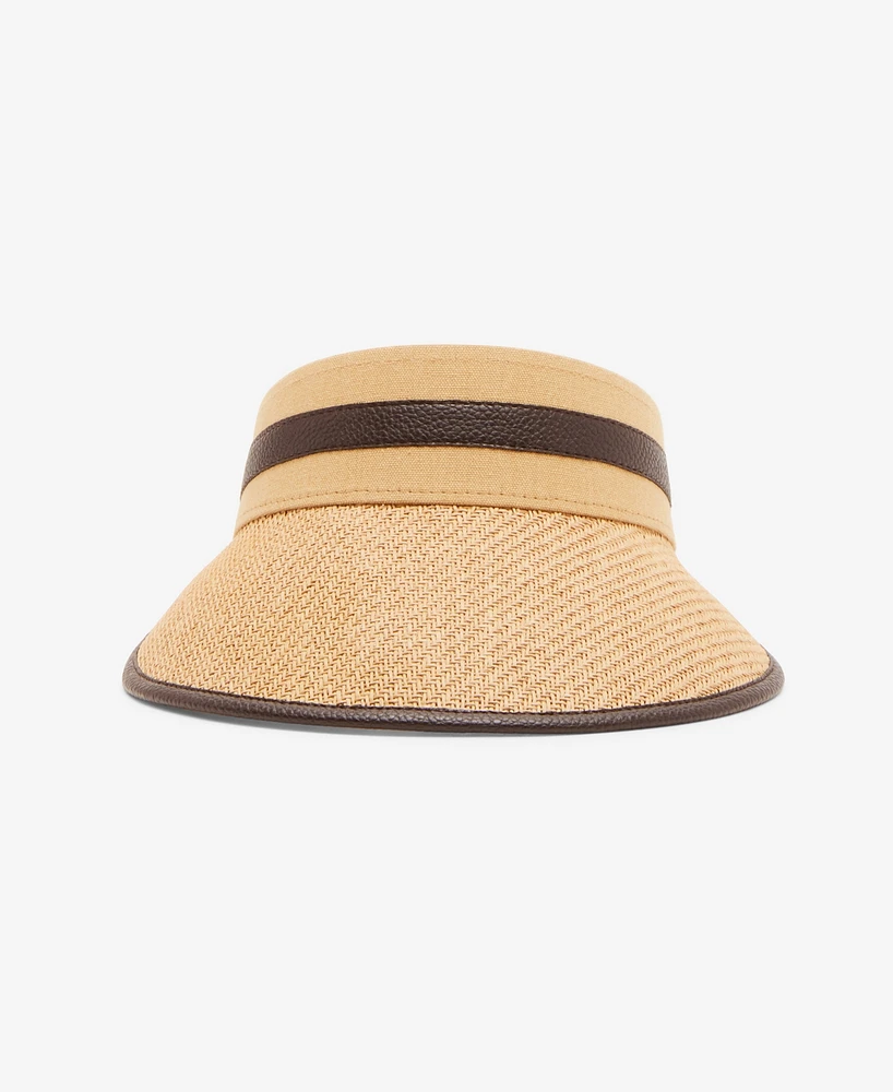 Steve Madden Tory Sport Strip Oversize Straw Visor Hat