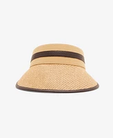 Steve Madden Tory Sport Strip Oversize Straw Visor Hat