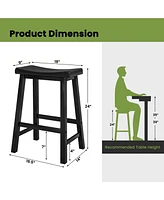 Gymax Set of 4 Saddle Bar Stools Counter Height Dining Chairs w/ Wooden Legs