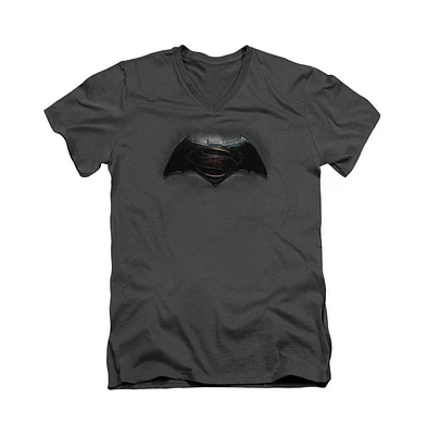 Batman V Superman Men's Logo Short Sleeve Adult V Neck Premium Cotton Tee / T-Shirt