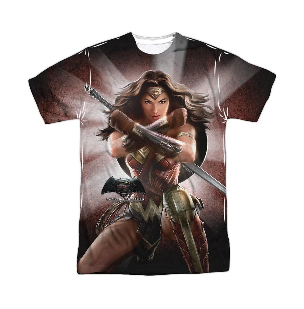 Batman V Superman Men's Wonder Woman Light Short Sleeve Adult Poly Crew Tee / T-Shirt