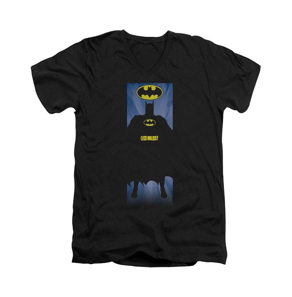 Batman Men's Block Short Sleeve Adult V Neck Premium Cotton Tee / T-Shirt