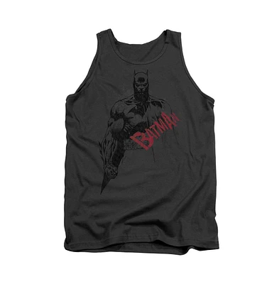 Batman Men's Sketch Bat Red Logo Adult Tank Top