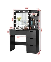 gaomon Makeup Vanity with Lights, 36inch Makeup Table, Lighted Mirror and Power Outlet