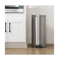 Slickblue 8-Gallon Round Stainless Steel Step Trash Can for Kitchen, Bathroom, and Home Office