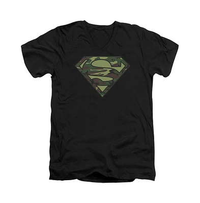 Superman Men's Camo Logo Short Sleeve Adult V Neck Tee / T-Shirt