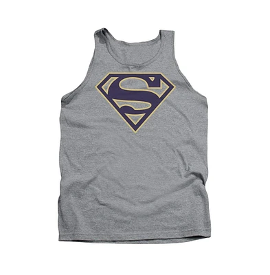 Superman Mens Navy & Gold Shield Adult Tank Top