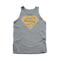 Superman Men's Lt Orange & White Shield Adult Tank Top