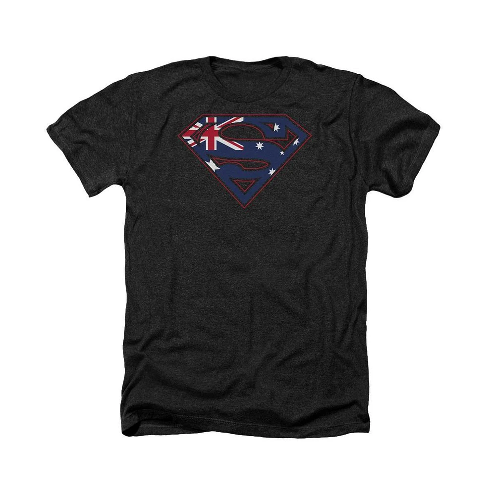 Superman Men's Australian Shield Adult Heather Tee / T-Shirt