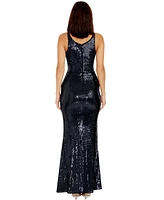 Dress the Population Women's Iris Sequined Side-Slit Gown