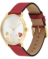 Coach Women's Elliot Red Leather Strap Watch, 36mm