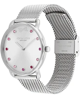 Coach Women's Elliot Silver Tone Stainless Steel Mesh Bracelet Watch, 36mm Gift Set