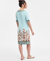Jm Collection Women's Printed Elbow Sleeve Dress, Exclusively at Macy's