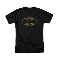 Batman Men's Tattered Logo Short Sleeve Adult Tee / T-Shirt