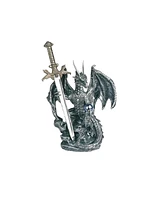 Fc Design "2-pc Set" 5"H Medieval Silver Dragon Holding Blue Gemstone and Sword Guardian Figurine Statue Ornament Home Room Office Decor and Perfect I