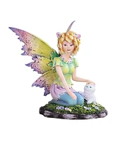 Fc Design "2-pc Set" 5.5"H Green Fairy with White Cat Figurine Statue Ornament Home Room Office Decor and Perfect Ideas for Housewarming, Holidays and