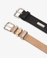 Steve Madden Women's 2-Pc. Faux-Leather Belt Set