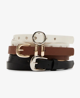 Steve Madden Women's 3-Pc. Faux-Leather Belt Set