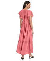 Calvin Klein Women's Split-Neck Tiered Maxi Dress