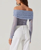 Astr the Label Women's Sheer Lace Diamante Off-The-Shoulder Top