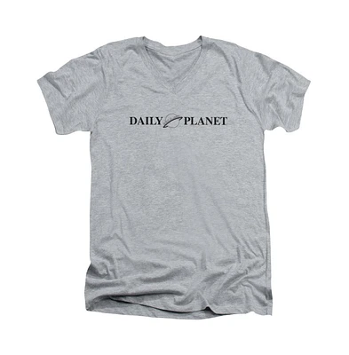 Superman Men's Daily Planet Logo Short Sleeve Adult V Neck Premium Cotton Tee / T-Shirt