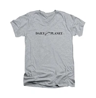 Superman Men's Daily Planet Logo Short Sleeve Adult V Neck Premium Cotton Tee / T-Shirt