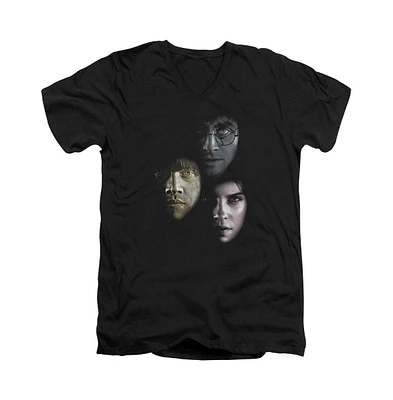 Harry Potter Men's Hero Heads Short Sleeve Adult V Neck Premium Cotton Tee / T-Shirt