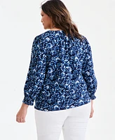 Style & Co Plus Printed V-Neck Top, Exclusively at Macy's