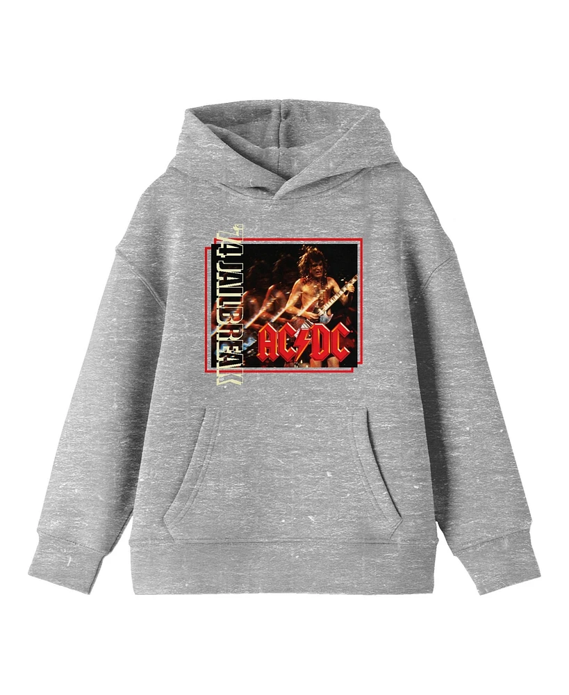 Ac/Dc Boys '74 Jailbreak Album Cover Youth Heather Gray Graphic Hoodie-xl