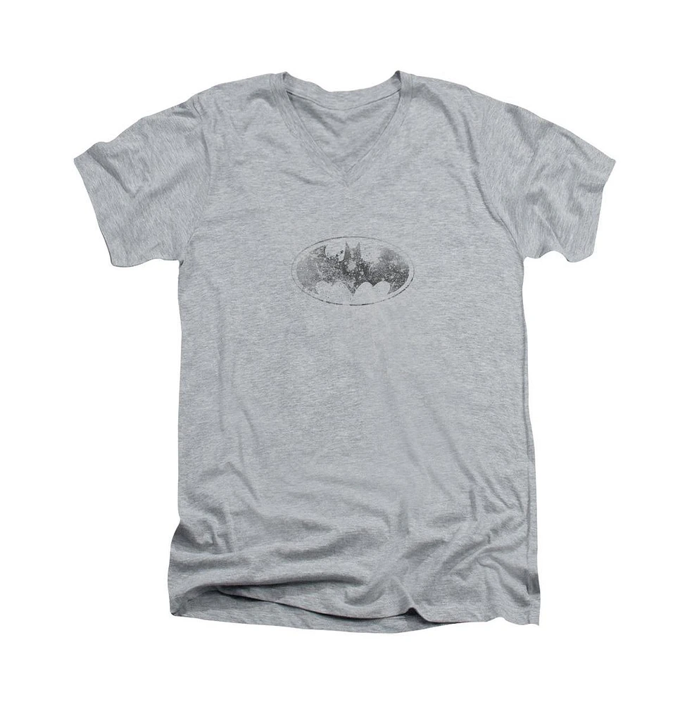 Batman Men's Burned & Splattered Short Sleeve Adult V Neck Tee / T-Shirt