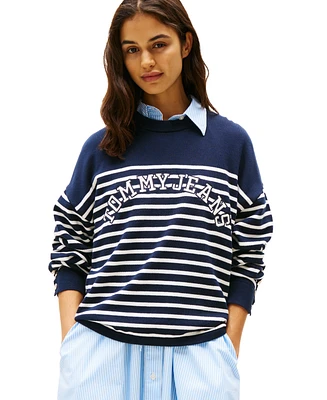 Tommy Jeans Women's Striped Cotton Varsity Sweater