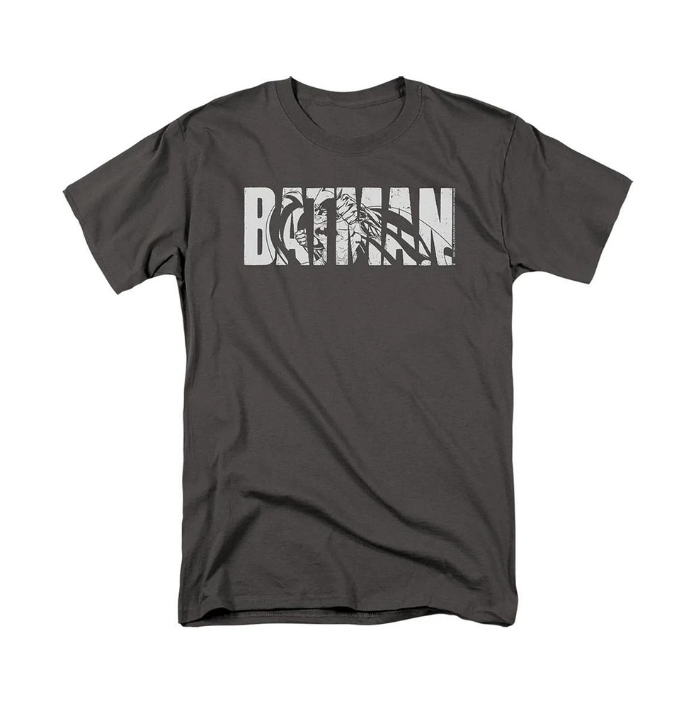 Batman Big & Tall Text On Gray Short Sleeve Adult Tee / T-Shirt