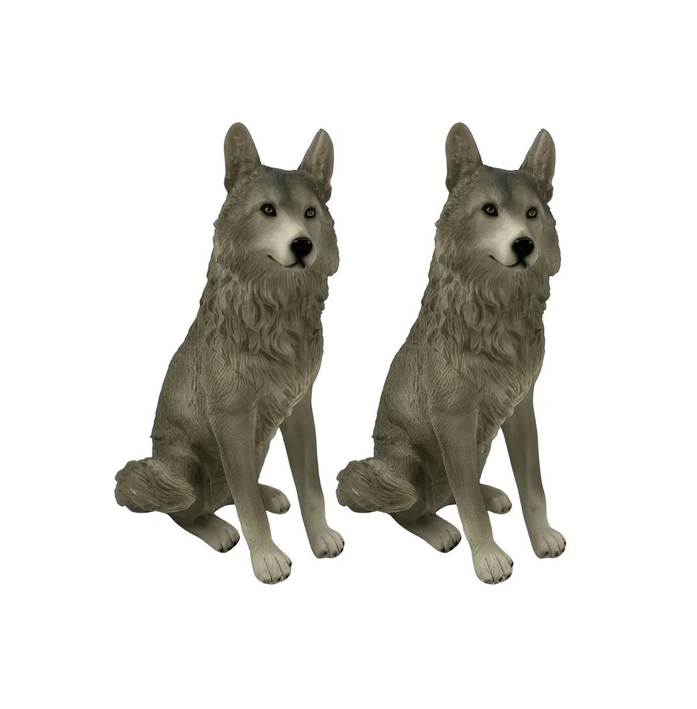 Fc Design "2-pc Set" 6"H Wolf Sitting Figurine Statue Ornament Home Room Office Decor and Perfect Ideas for Housewarming, Holidays and Birthdays