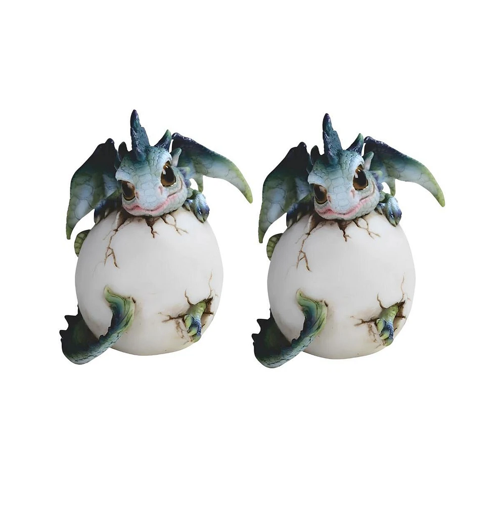 Fc Design "2-pc Set" 4.5"H Green and Blue Dragon Baby in Egg Figurine Statue Ornament Home Room Office Decor and Perfect Ideas for Housewarming, Holid