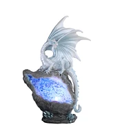 Fc Design "2-pc Set" 8.75"H Silvery Dragon with Led Blue Faux Crystal Stone Figurine Statue Ornament Home Room Office Decor and Perfect Ideas for Hous