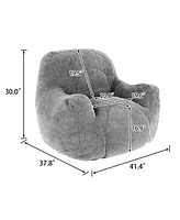 The Pop Home Cozy Bean Bag Chair with Memory Foam Filling, Tufted Faux Fur Sofa-The