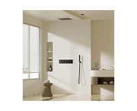 Casainc 4-Function Luxury 16 Inch Thermostatic Rain Shower Set with Remote Control 64 Color Lights