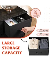 Wlive 10-Drawer Dresser Fabric Storage Tower for Bedroom Hallway Closets Tall Chest Organizer Unit with Textured Print Bins Steel Frame Wood To