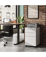 Wlive 3 Drawer Mobile File Cabinet with Lock Under Desk Metal Filing for Legal/Letter/A4 Fully Assembled Except Wheels