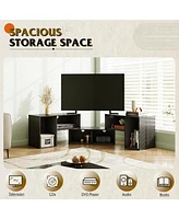Wlive Tv Stand Modern Deformable Television with Led Strips Entertainment Center Open Shelves Media Console for 65/70 Inch Split S