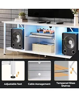 Wlive Tv Stand for 55 65 Inch Led Entainment Center with Storage Console Bedroom and Living Room Gaming Midea Lights Gl