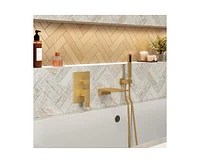 Casainc Doux Wall Mounted Waterfall Tub Spout with Diverter and Handheld Shower Head
