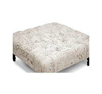 Baxton Studio Keswick Beige Script Print Modern Tufted Ottoman